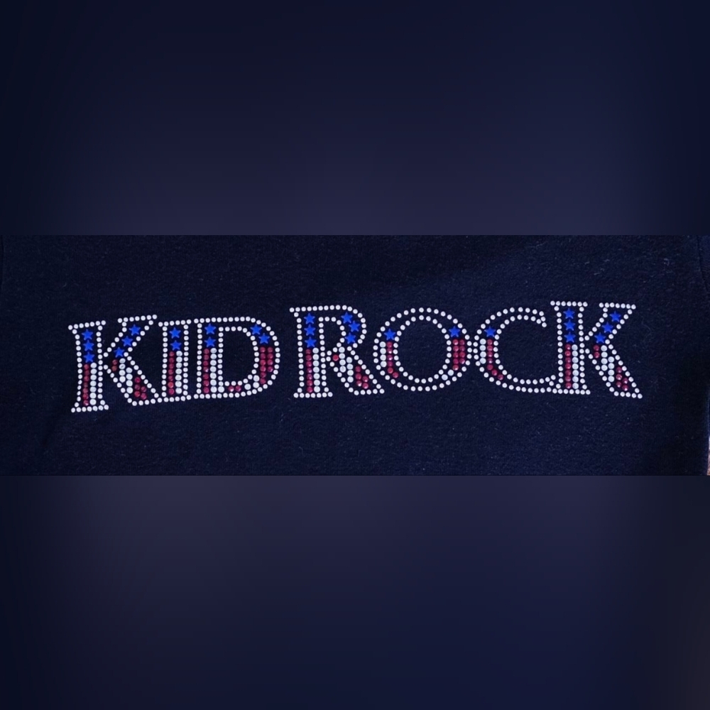 📣Y2K Vintage Kid Rock 🇺🇸 Jeweled Black 🖤 Baby Doll Gaziani Concert Tshirt🤘✨ - Picture 4 of 7